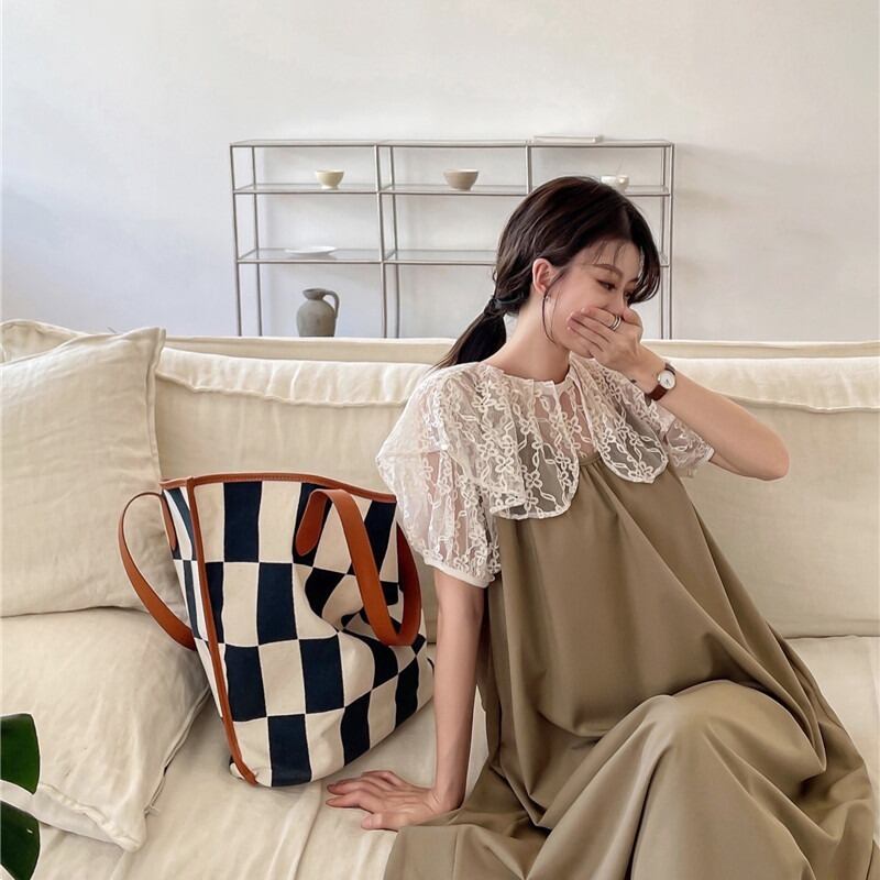 ドレス サマー薄手スカート カジュアルルーズ 夏物 ブラックストロベリース75938959907