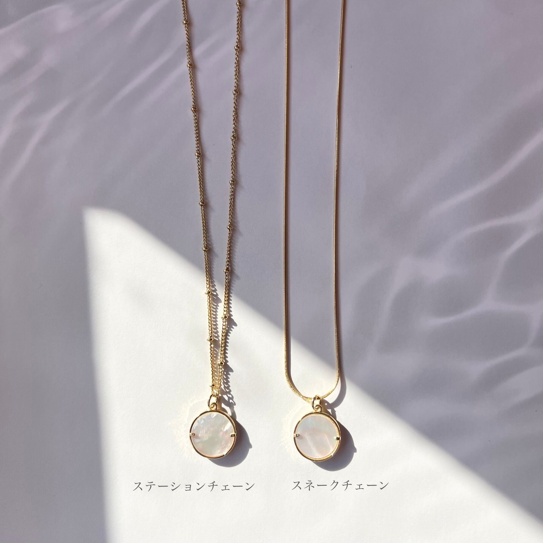 しし座〉星座シェル コインネックレス 18KGPサージカルステンレス