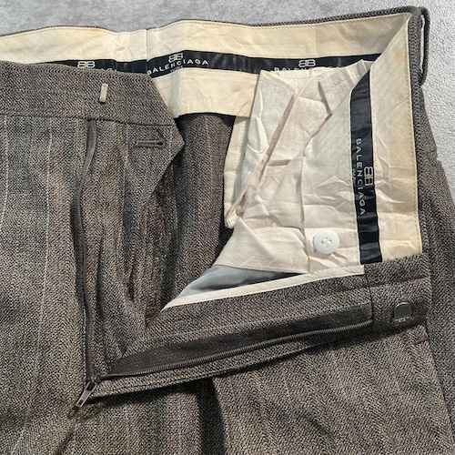 90s BALENCIAGA stripe brown slacks 詳細写真3