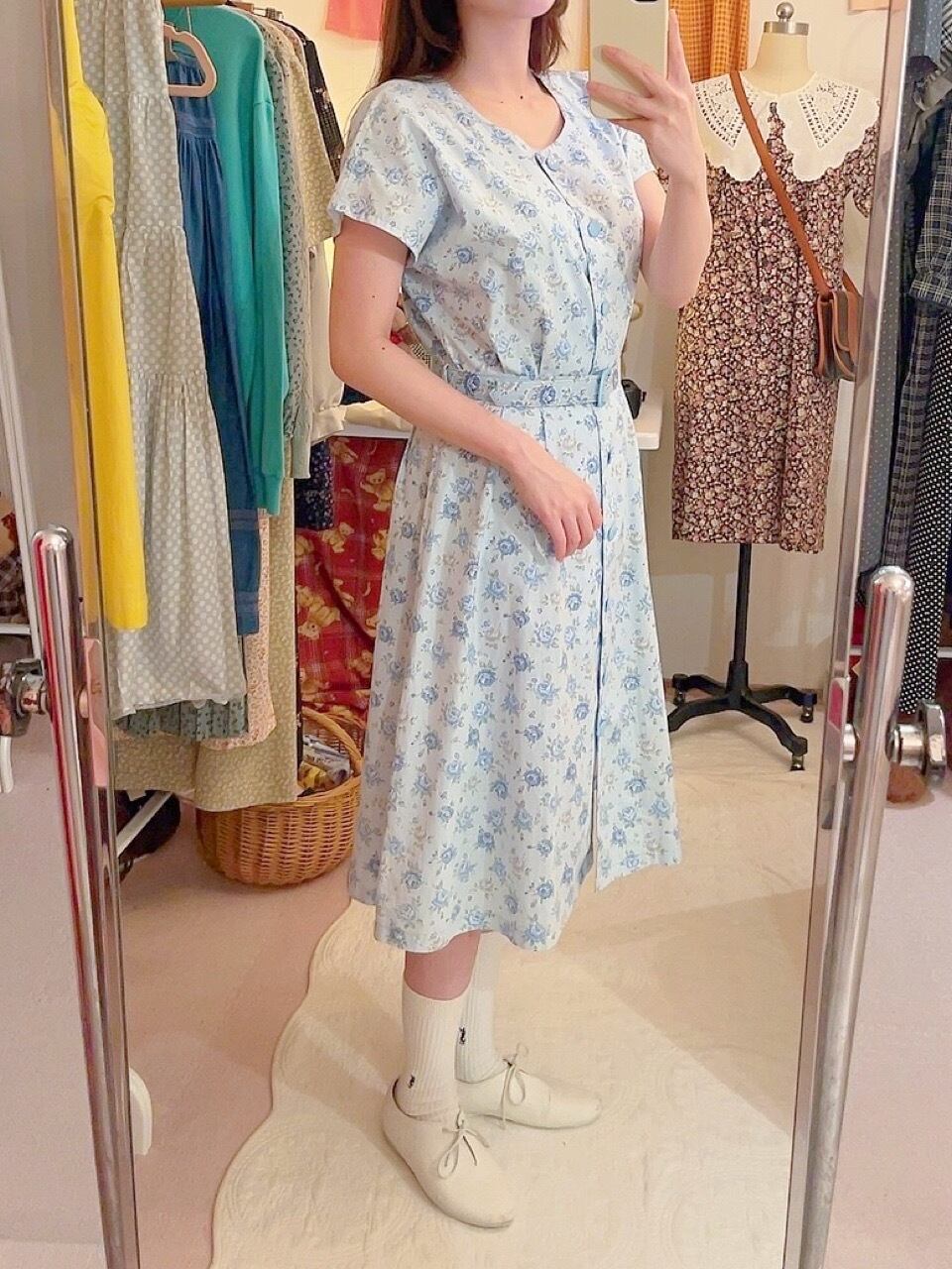 light blue rose cotton one-piece