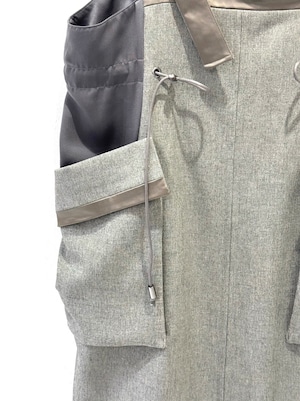 アウトポケットサテンジャンパードレス