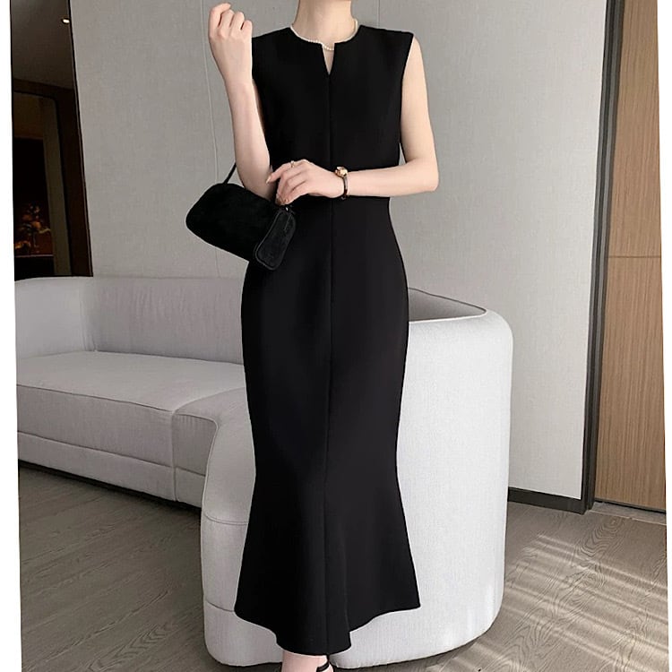 ブラック ノースリーブベストドレス YH9388