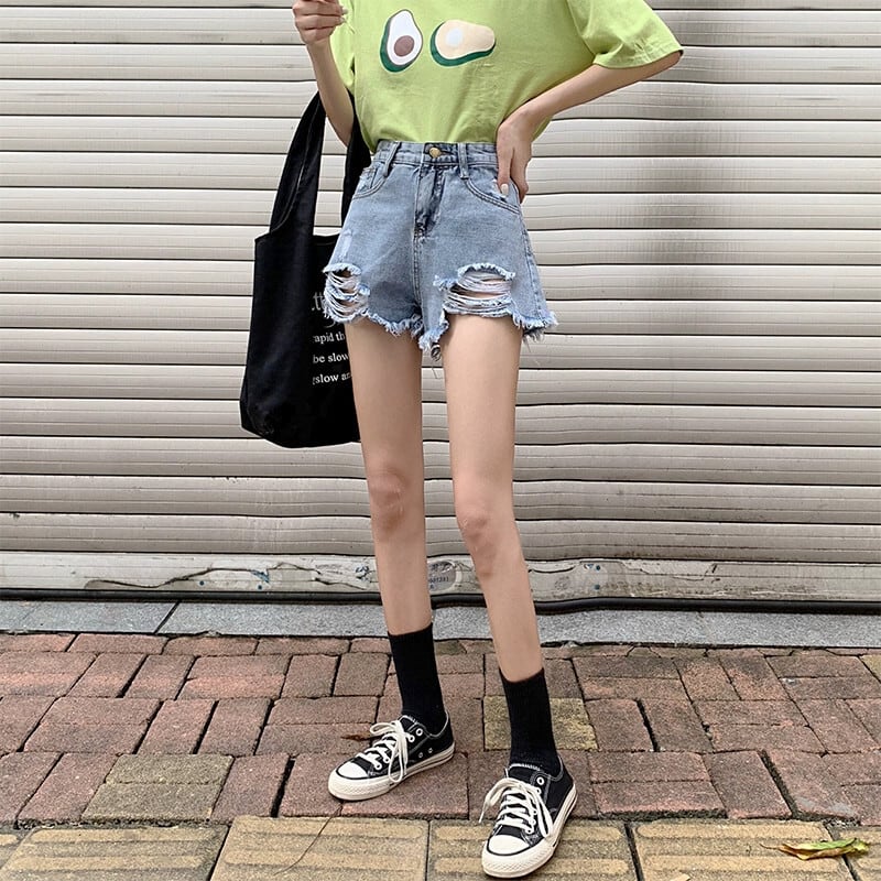 送料無料】レディース ボトム パンツ デニム ジーンズ 破れたデニム