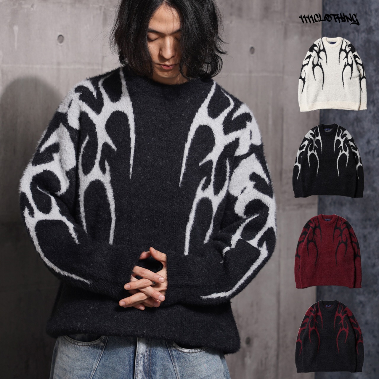 ◆トライバル柄 ルーズ フェザーニット◆si-20060725