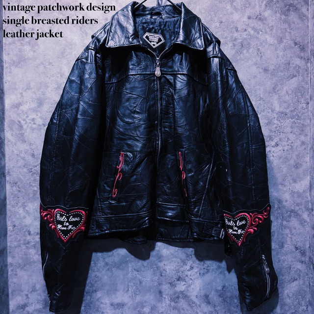 【doppio】vintage patchwork design single breasted riders leather jacket