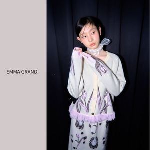 チューリップ咲く裾フリンジカーディガン E00534