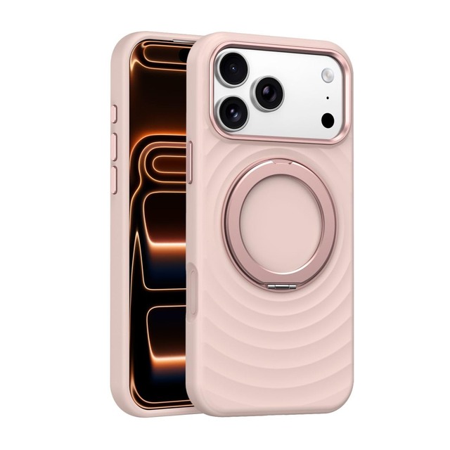 SUMart iPhone 17 用ケース MagSafe対応 リキッドシリコン 耐衝撃 指紋防止 360°回転スタンド 縦横両対応 マグネット内蔵 軽量 薄型 カメラ・画面保護 スマホケース、パステルピンク、iPhone 17 用