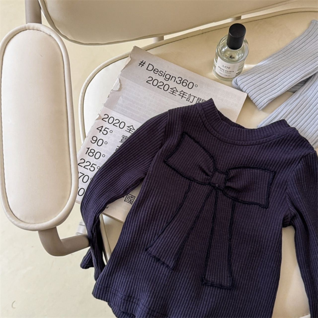 秋ビッグ蝶結びリブTシャツ