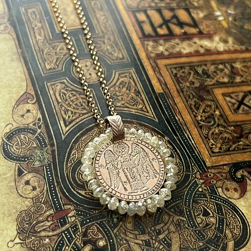 K10xDiamond 3.5ct Etched Pendant -Archangel Michael L / 10金xダイヤモンド エッチングペンダント・大天使ミカエルL
