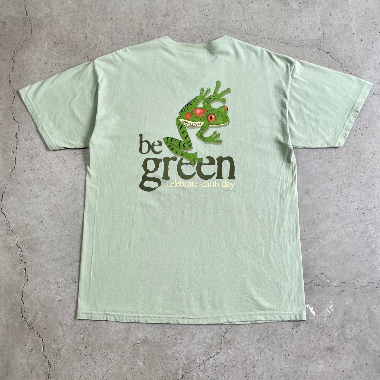Cleanup Day カエル バックプリント Tシャツ メンズL 古着 胸ロゴ 