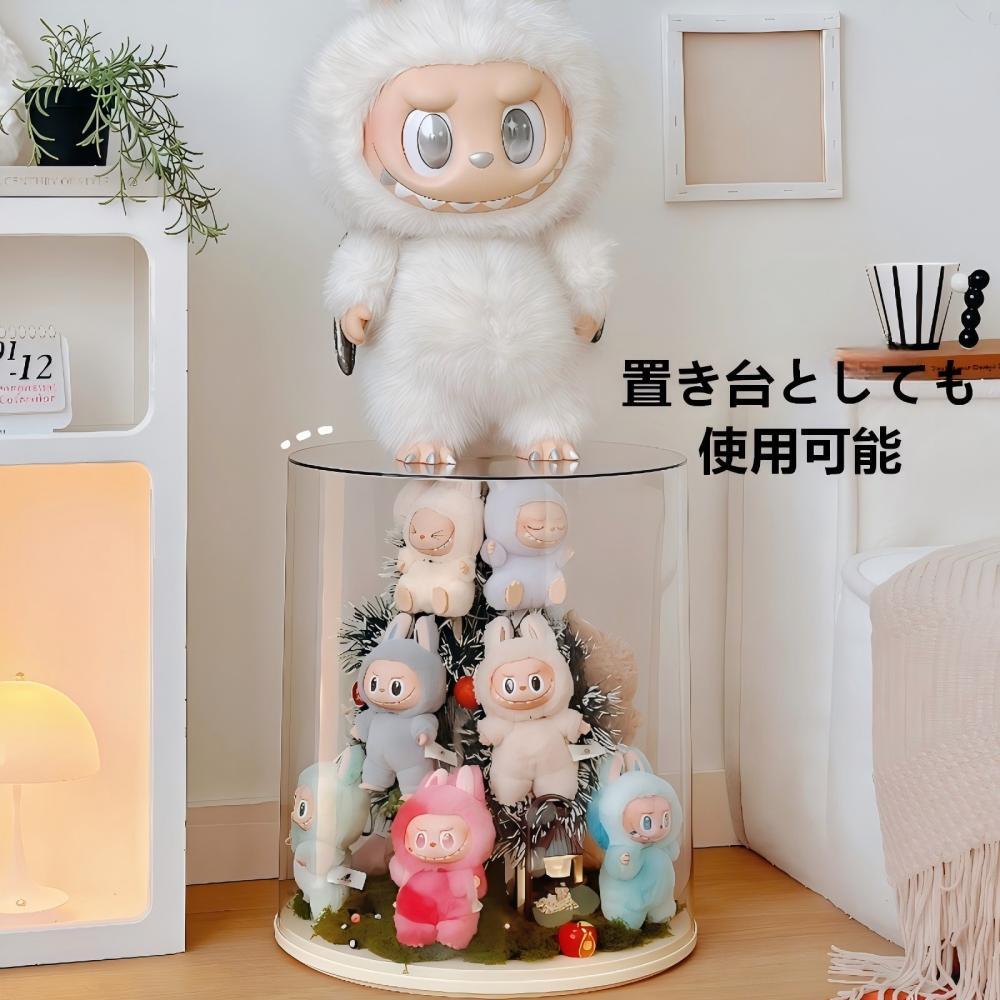 LABUBU対応 ぬいぐるみ ディスプレイケース 360度回転 高透明アクリル