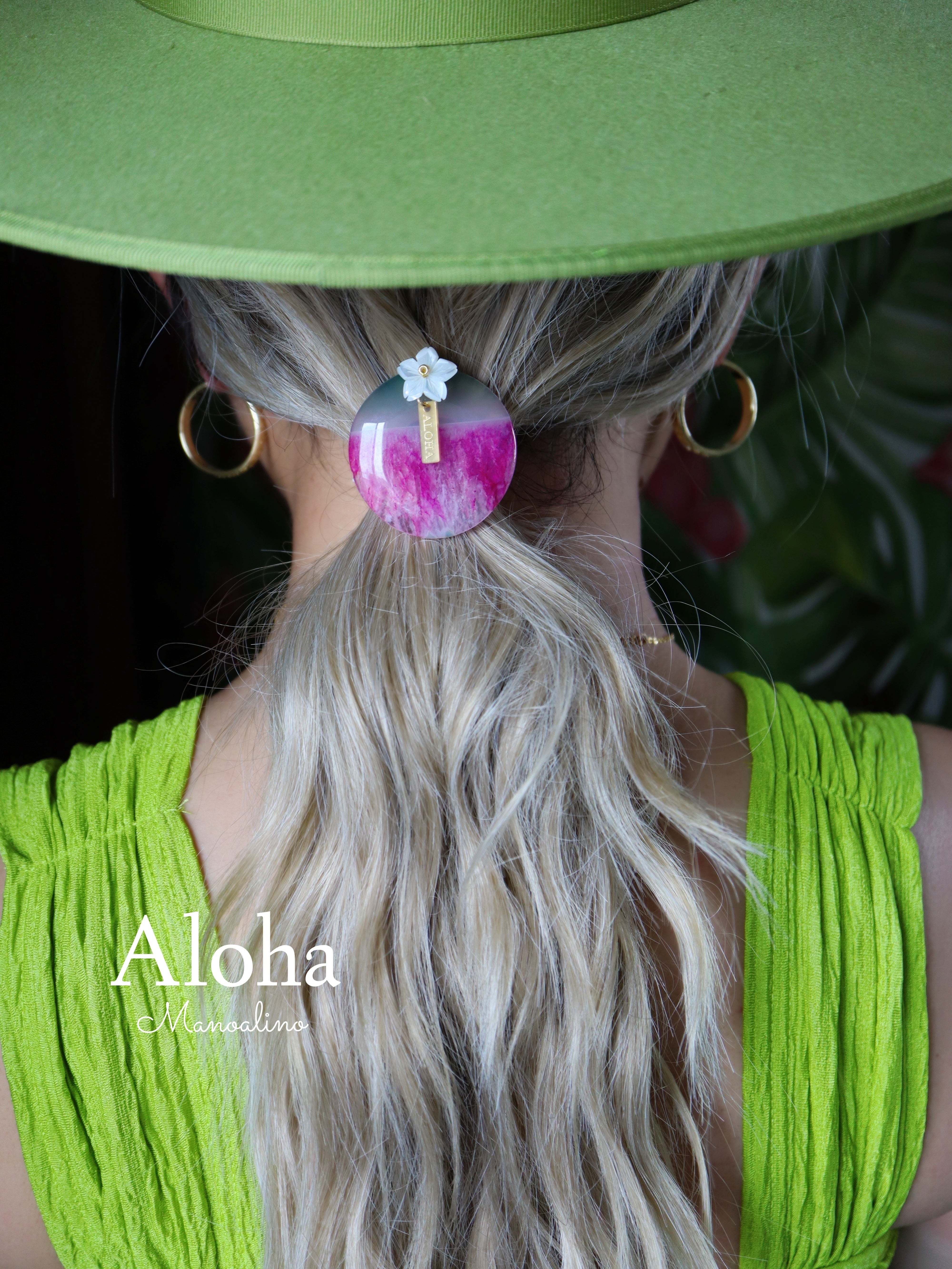 Gradation agate×Plumeria hair accessory(グラデーションアゲート瑪瑙