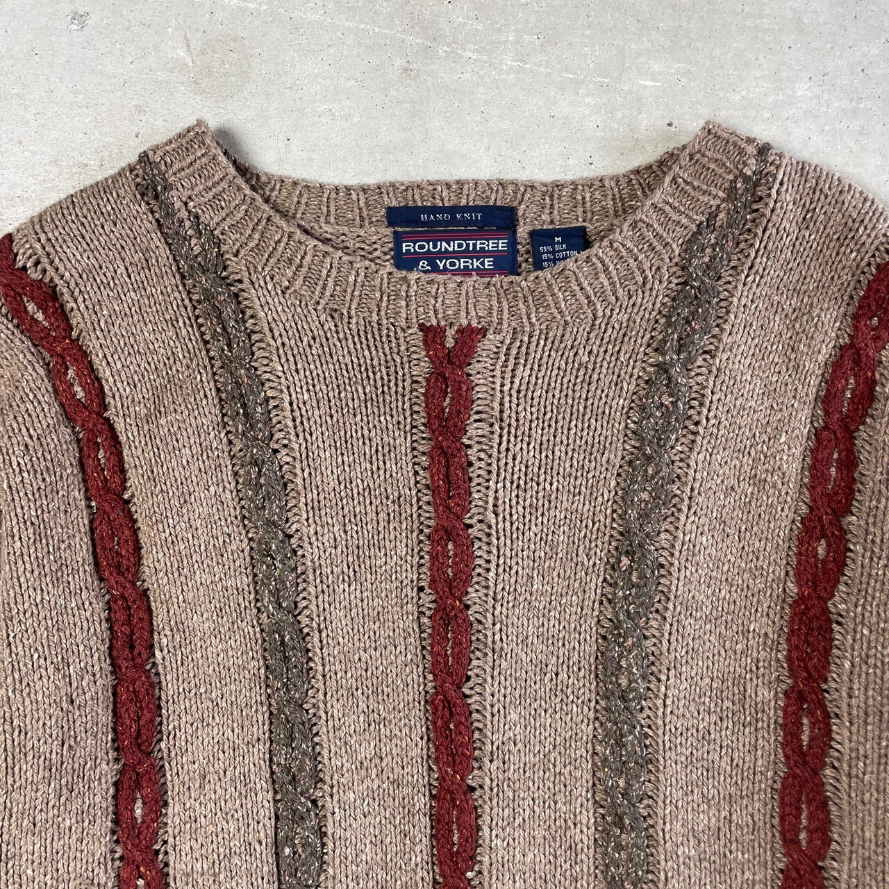 90年代 ROUNDTREE & YORKE ハンドニット シルク×コットン×ウール 