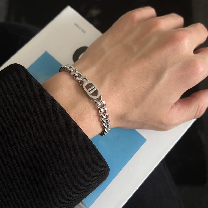 メタルブレスレット 喜平チェーン ロゴプレート, 1color MZA0037