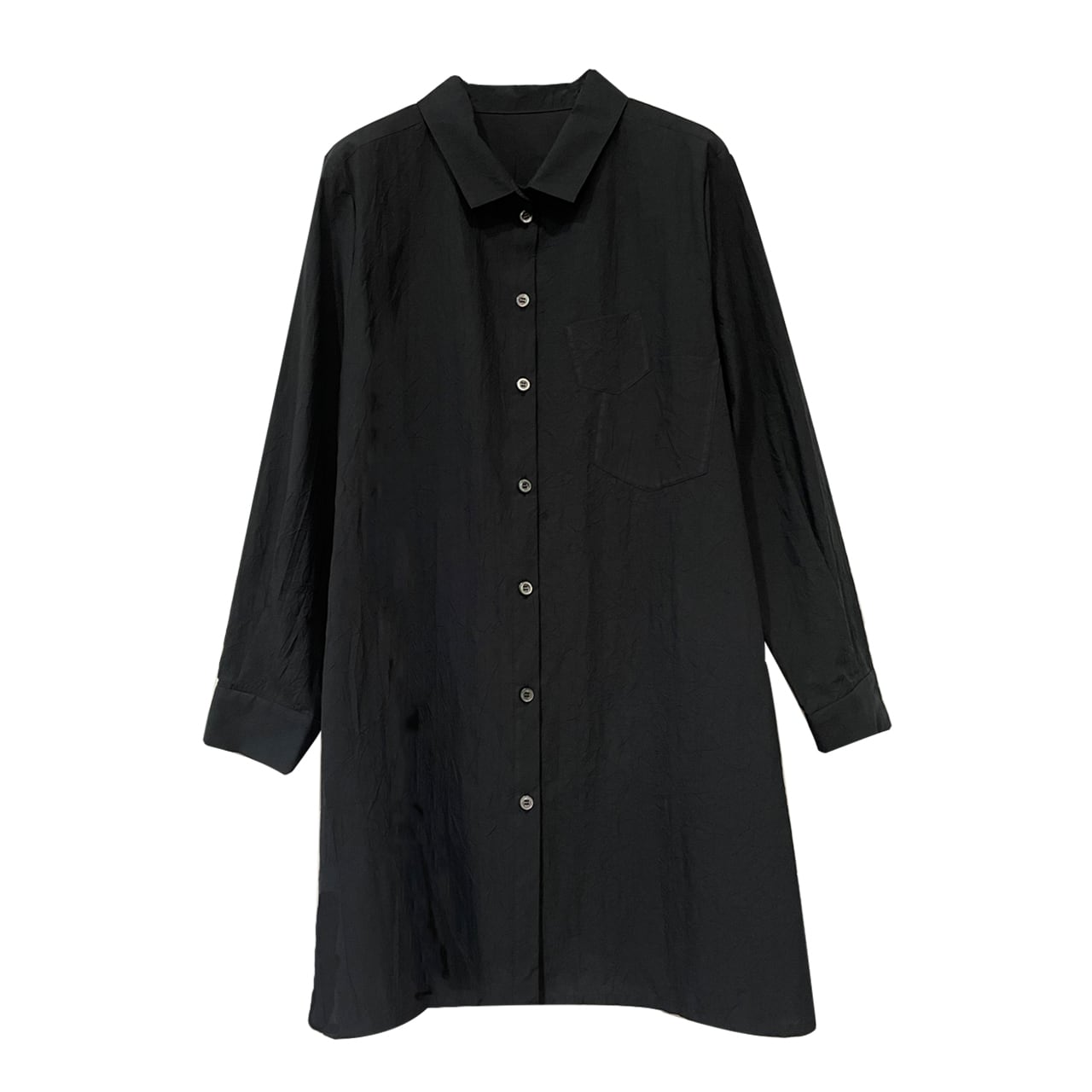 タイプライターキャッチワッシャー加工ロングシャツ【252-1185】