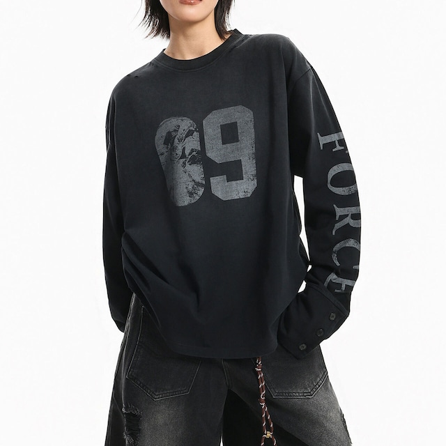 ナンバリングフォトプリントロングスリーブTシャツ 2col   R01791