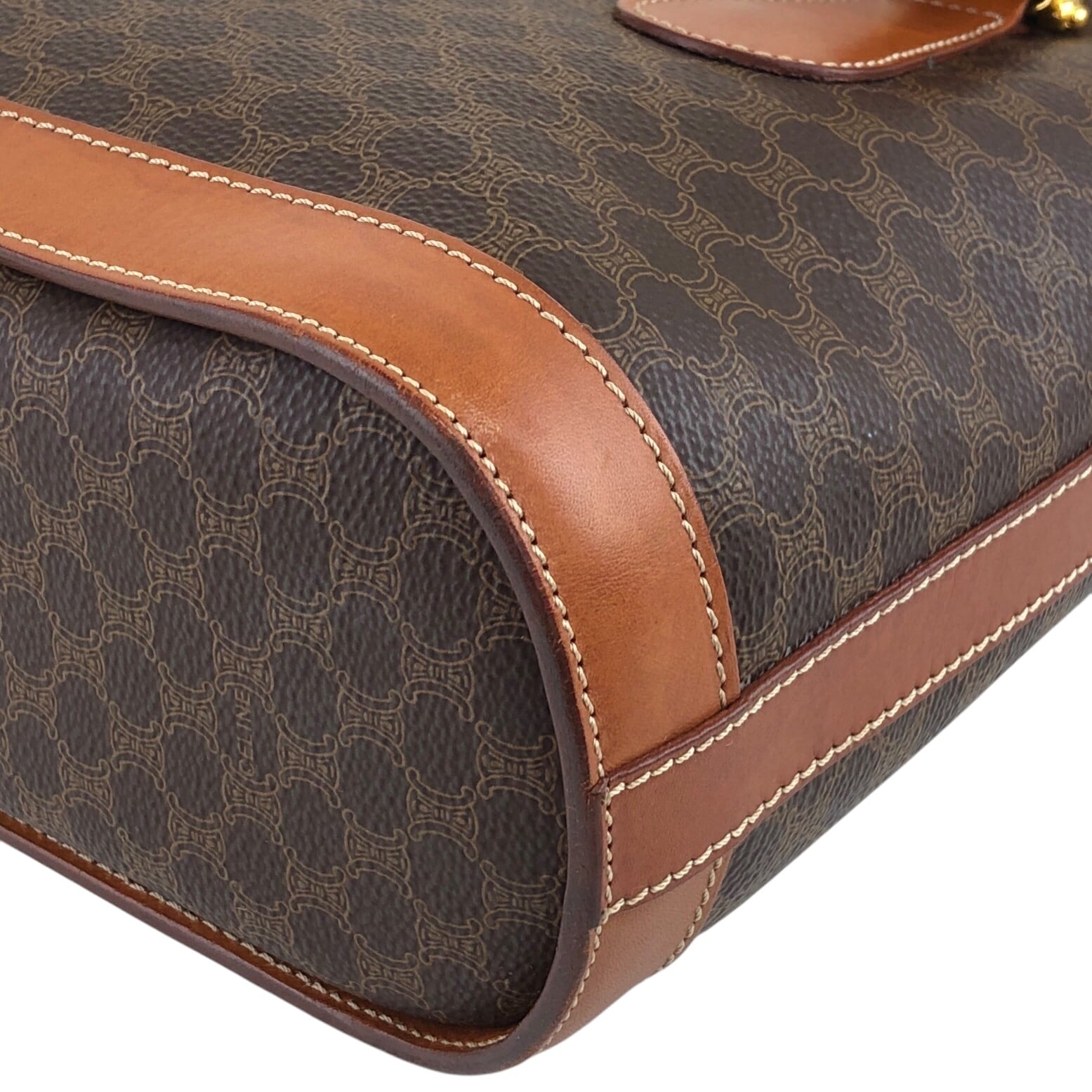 CELINE セリーヌ マカダム トートバッグ ブラウン ブラゾン型押し PVC