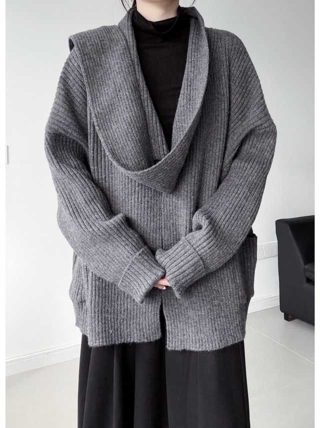 Neckband loose knit cardigan 2color [T2655]