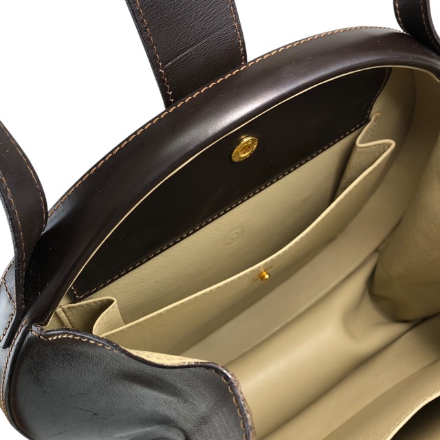 LOEWE ロエベ ハンドバッグ ブラウン ロゴ レザー バニティバッグ ラウンド vintage ヴィンテージ オールド pyjsv4