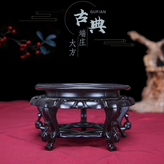 実木風円形花瓶台座｜樹脂製
