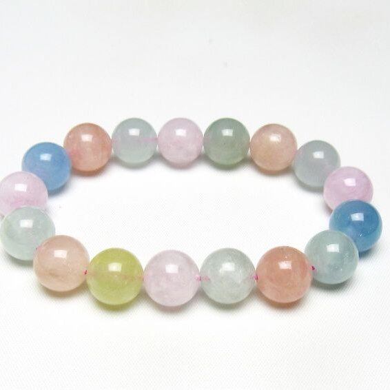 ミックスカラーベリル ブレスレット 12mm 一点物 メール便可 [M便 1/10] 111-48755