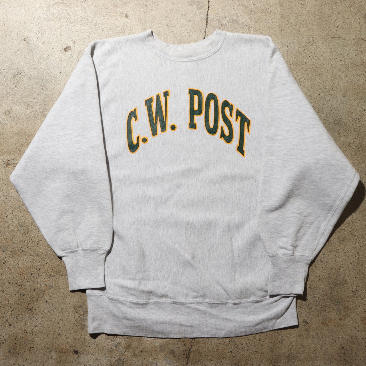 美品 XL 90s 米国製 リバースウィーブ チャンピオン スウェット グレー C.W.Post Champion Reverse weave