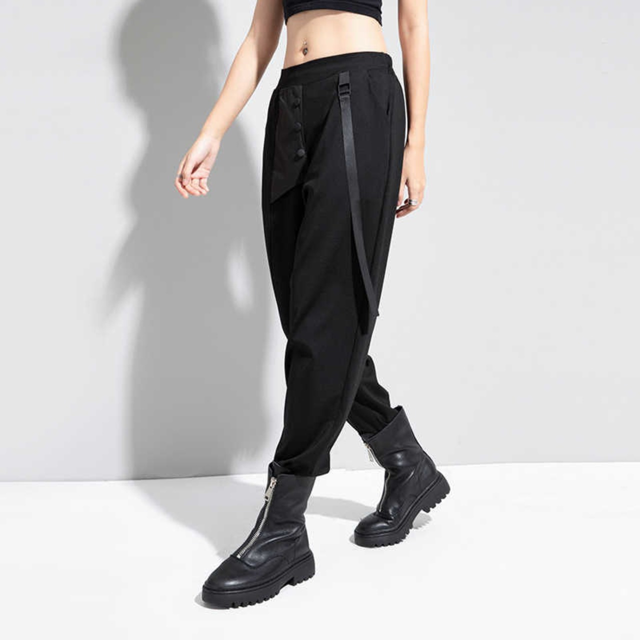 Black Ribbon Slim Pants / ブラック リボン スリム パンツ