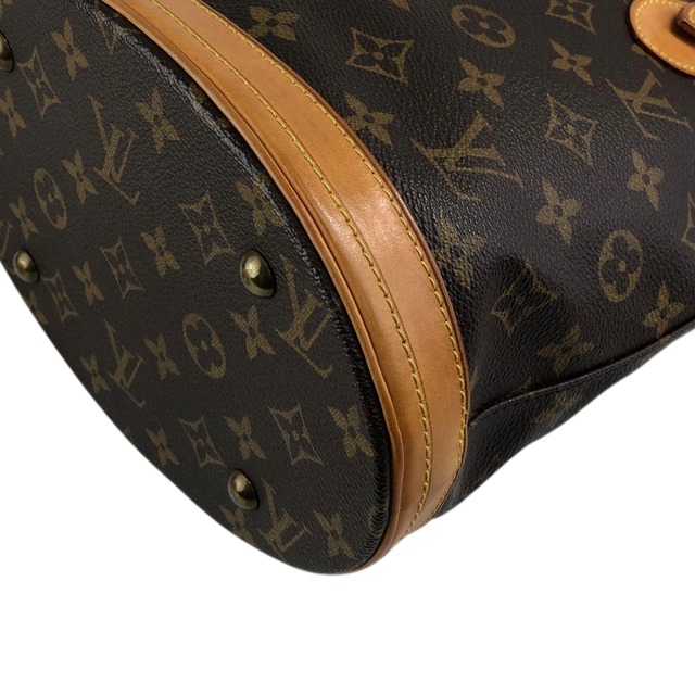 LOUIS VUITTON ルイヴィトン モノグラム ハンドバッグ ブラウン PVC レザー プチバケット M42238 vintage ヴィンテージ オールド wxysxm