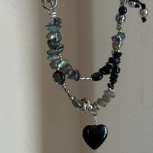 Labradorite heart charm leather choker