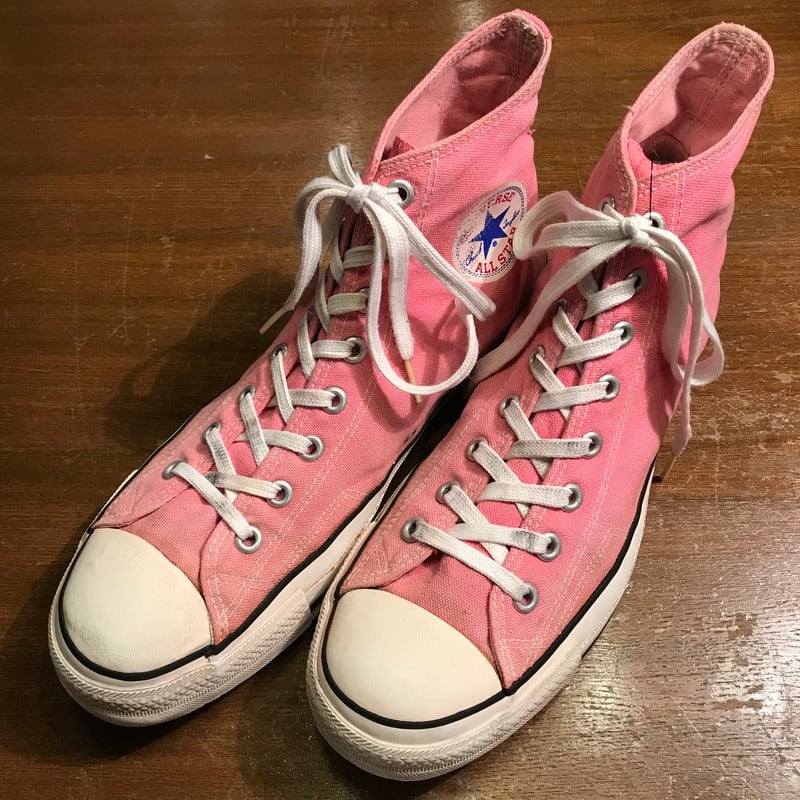 80's CONVERSE コンバース ALL STAR HI オールスターハイ ピンク 青枠 KOREA製 US11 サイドステッチ 当て布 リペア  希少 ヴィンテージ | agito vintage powered by BASE