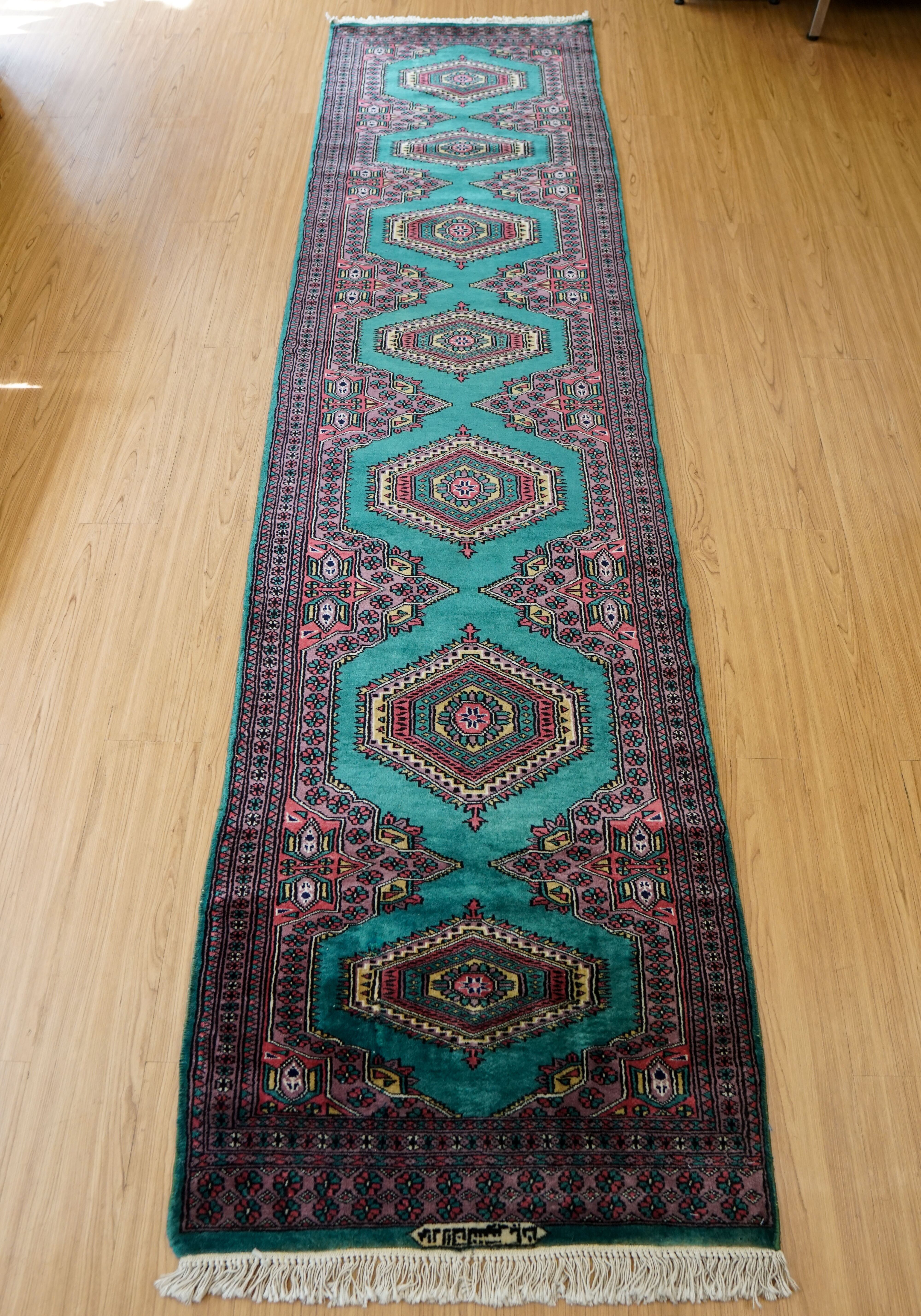 189×77cm【パキスタン手織り絨毯 ランナー】 ペルシャ絨毯189×77cm