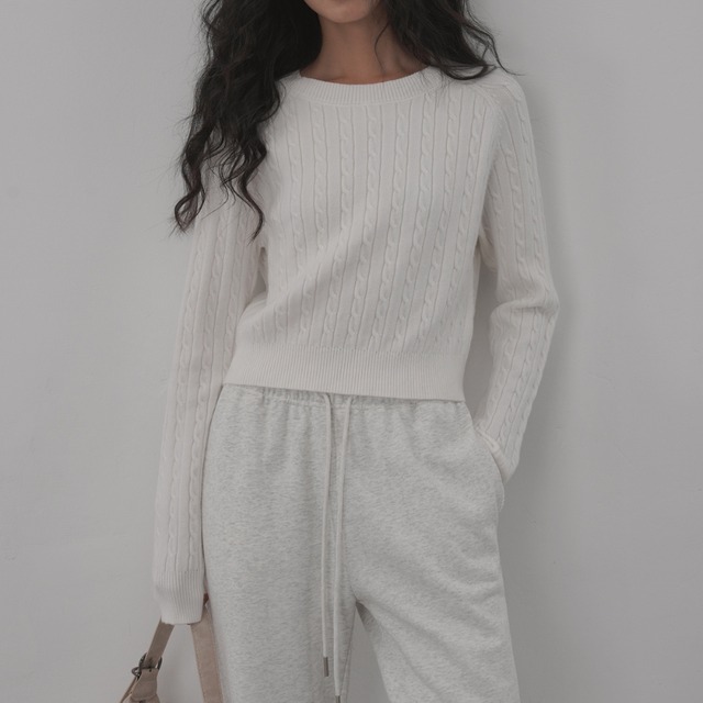 twist texture short knit top J00035