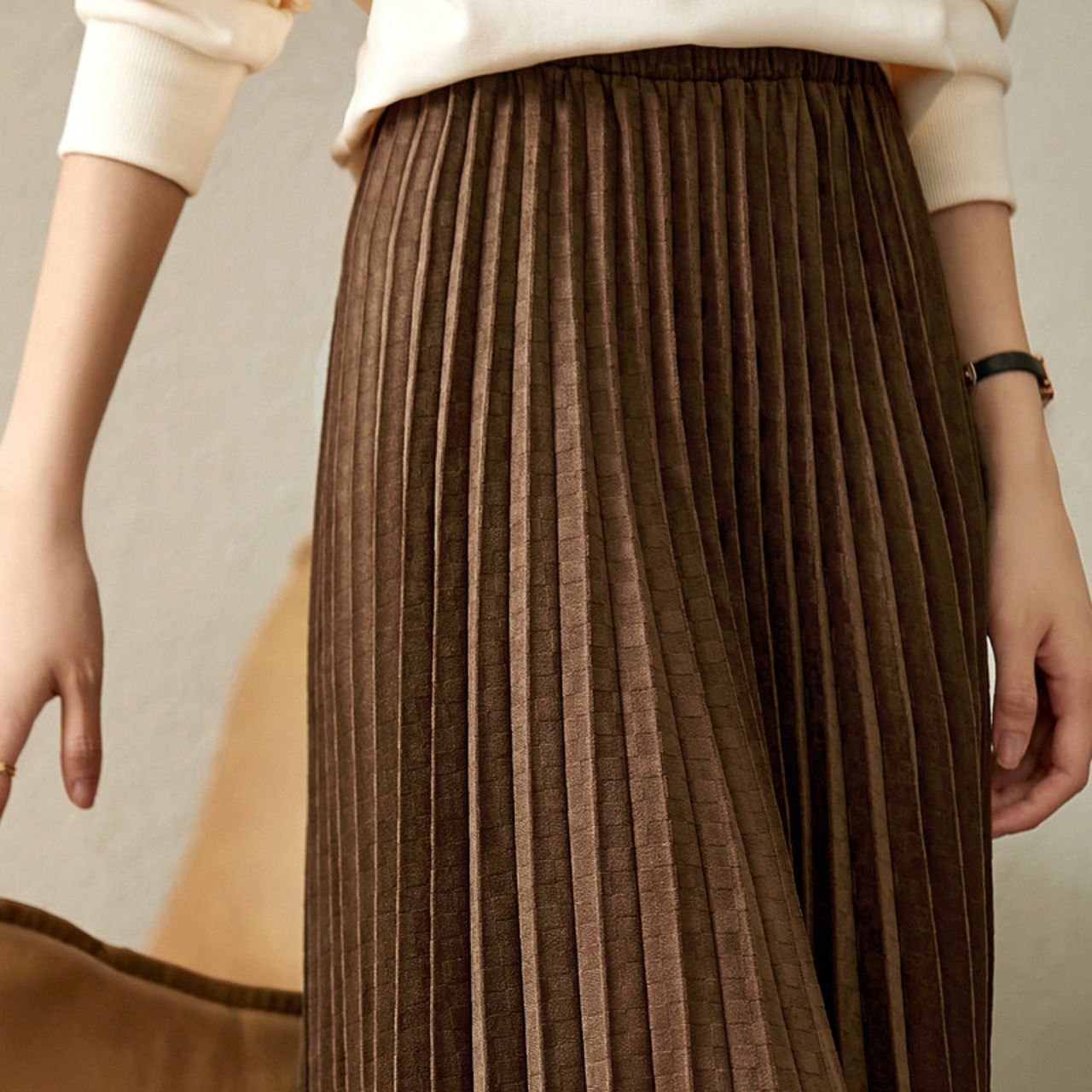 Aラインプリーツミディスカート W00343