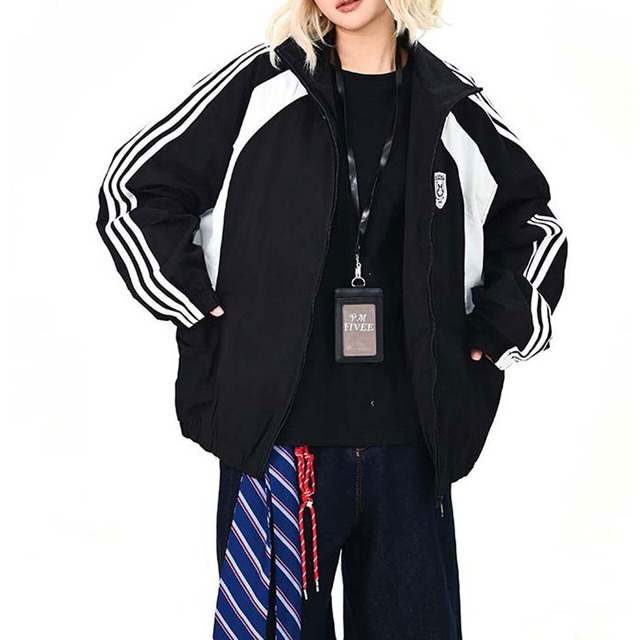 ラインブロックスポーティジップブルゾン 2col   R01487