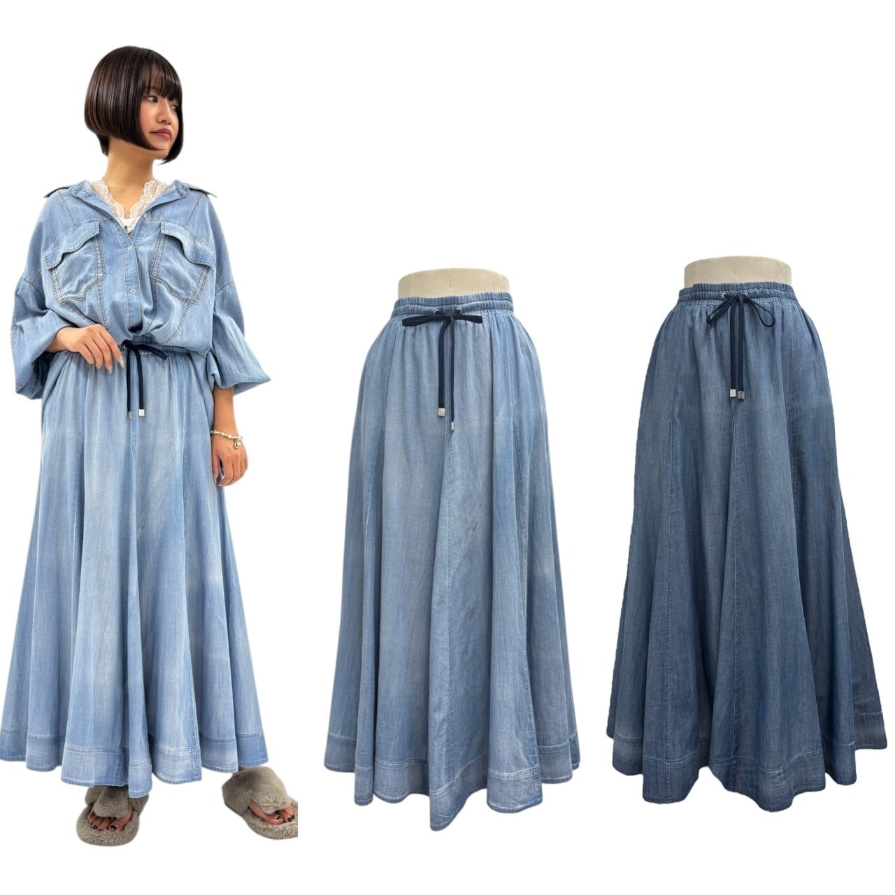 ayane デニム地ペンシルスカート 2026SSブリーチサイズ42 ayane デニム地ペンシルスカート 2026SSブリーチサイズ42 ayane アヤン