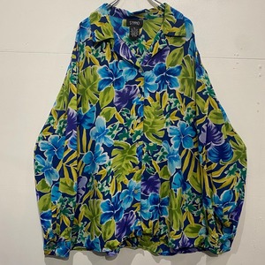 【 act2】Colorful Flower Total Pattern Open Collar Shirt