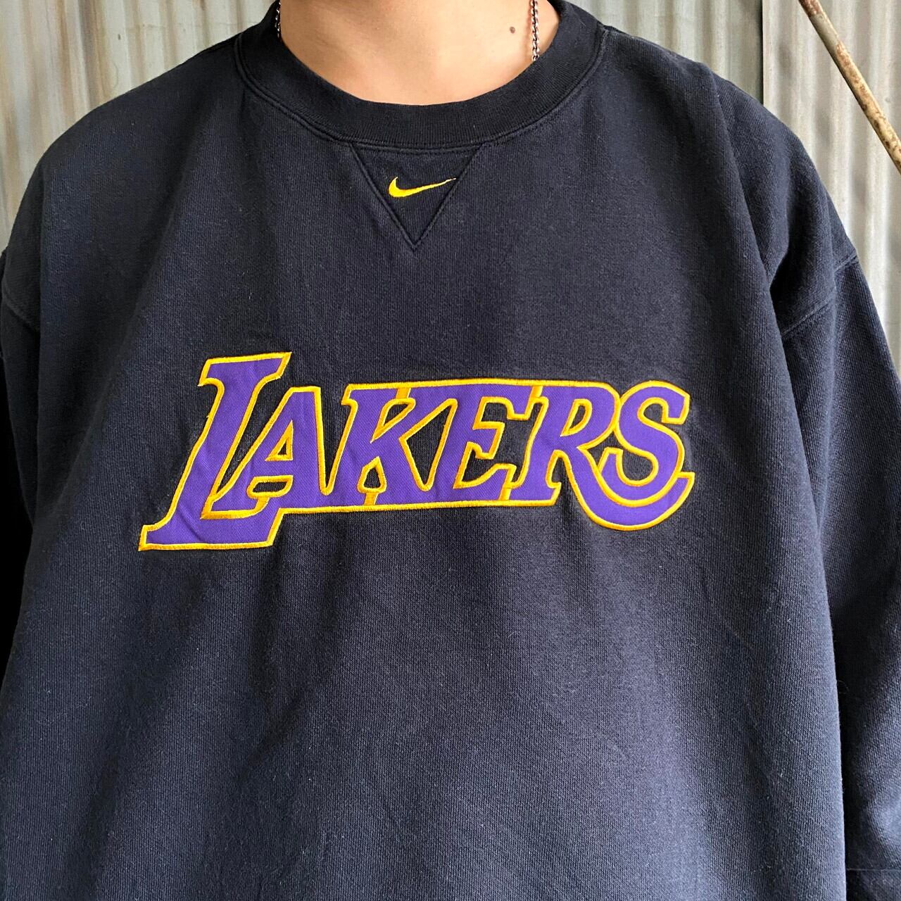 90年代 ナイキ NBA レイカーズ センターロゴ スウェット メンズL 古着 LAKERS ビンテージ NIKE 90s ヴィンテージ トレーナー  ブラック 黒【スウェット】 | cave 古着屋【公式】古着通販サイト