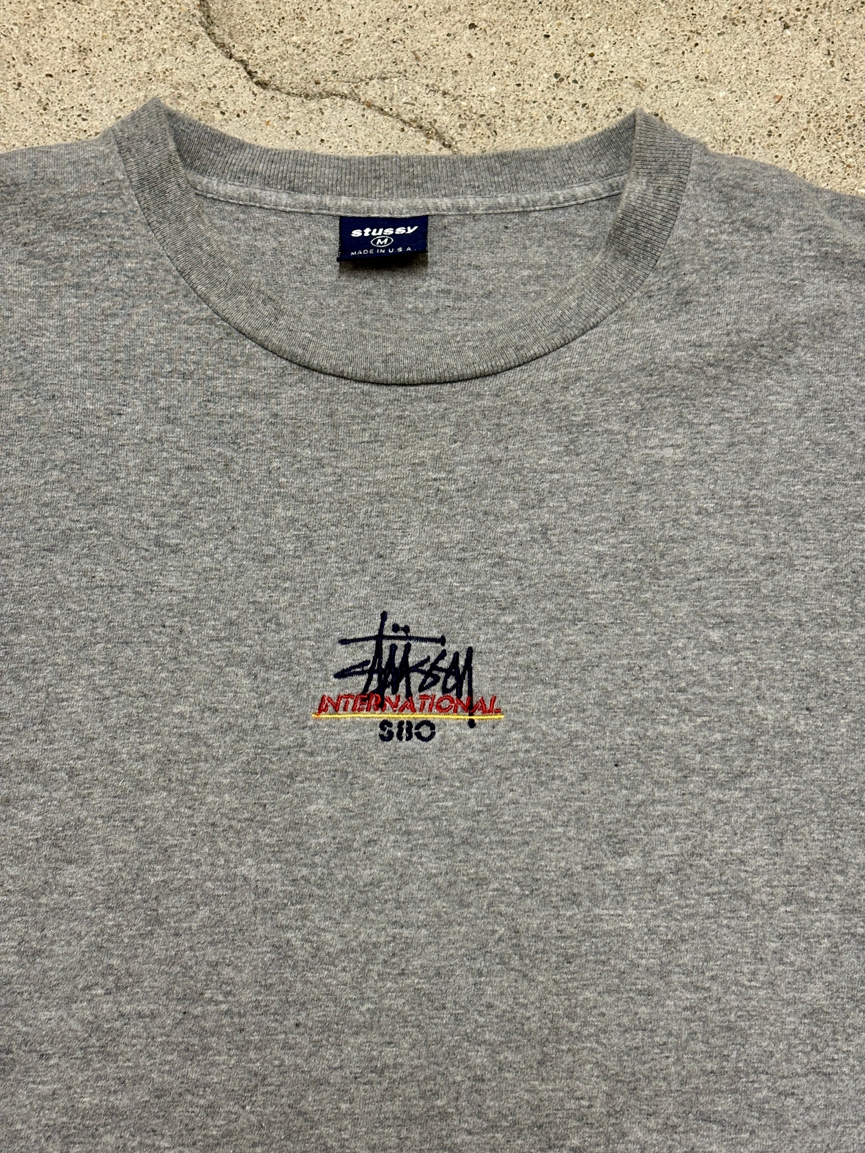 90s OLD STUSSY/Logo embroidery Tee/USA製/紺タグ/M/刺繍ロゴT/T