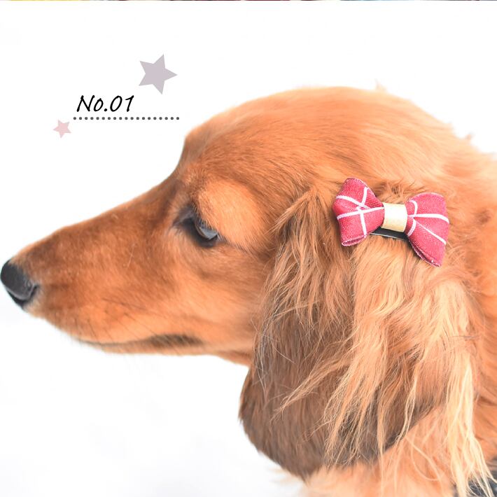 犬 ヘアアクセサリー] リボン コーム ヘアピン 3点セット D キュート 髪飾り HAPICo