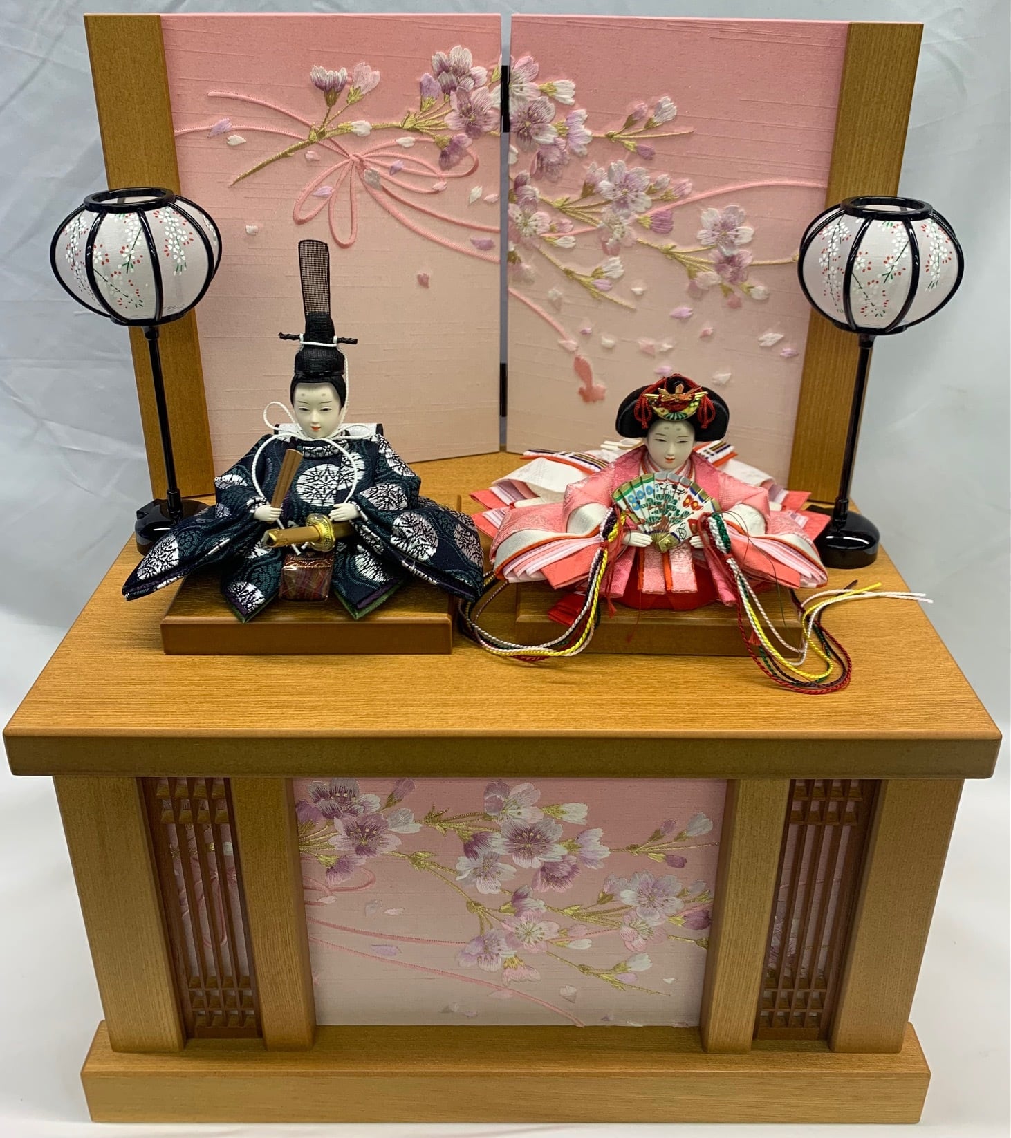 雛人形 道具 平飾り 飾台幅90ｃｍ用 木製30号 2点 新りぼん暈し桜 ひな道具