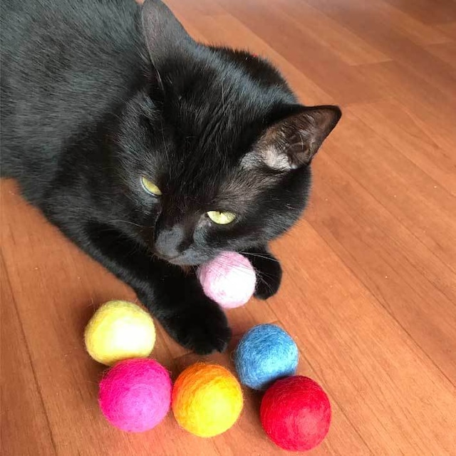 Wool Balls cat toy  猫のおもちゃ 猫用フェルトボール Lサイズ 3.5cm 6カラーパック マカロンカラー