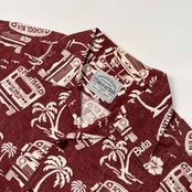 STUDIO D'ARTISAN ステュディオ ダルチザン バス柄 総柄 半袖 アロハシャツ サイズ S /男女でも/赤茶系/日本製