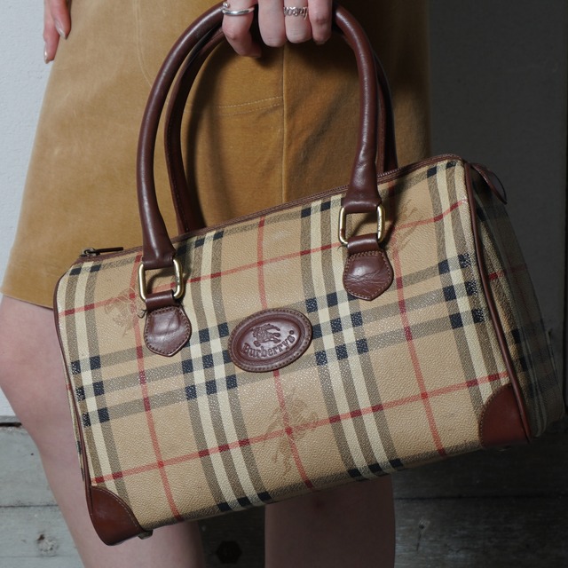 BURBERRY】バーバリー ホースロゴ・ノバチェックミニボストンバッグ 