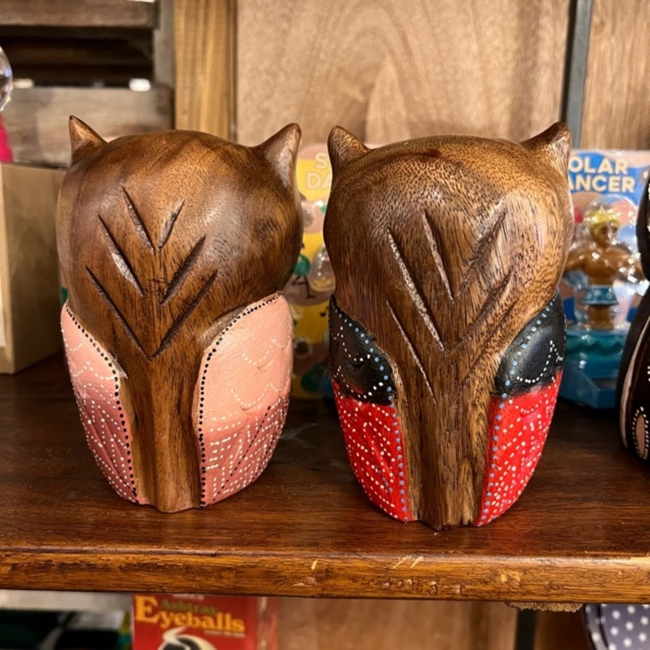 Wooden Owl Carvin M　木彫りフクロウ M 2Type　フクロウ　オブジェ　雑貨　飾り　アニマル