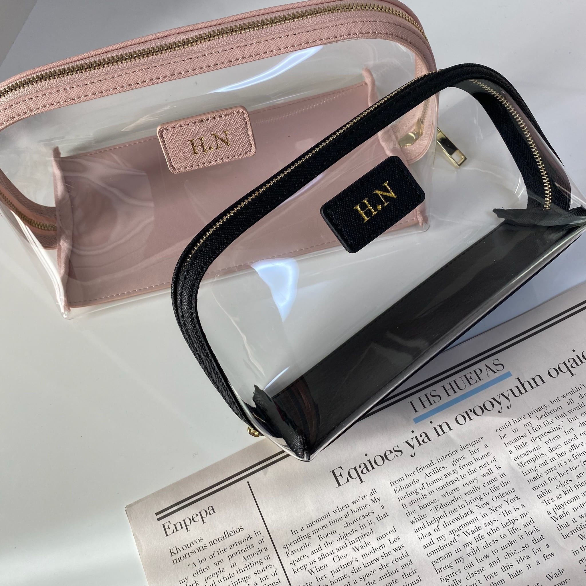 名前入れ可】全7色本革刻印クリアポーチ | ROSE AURA