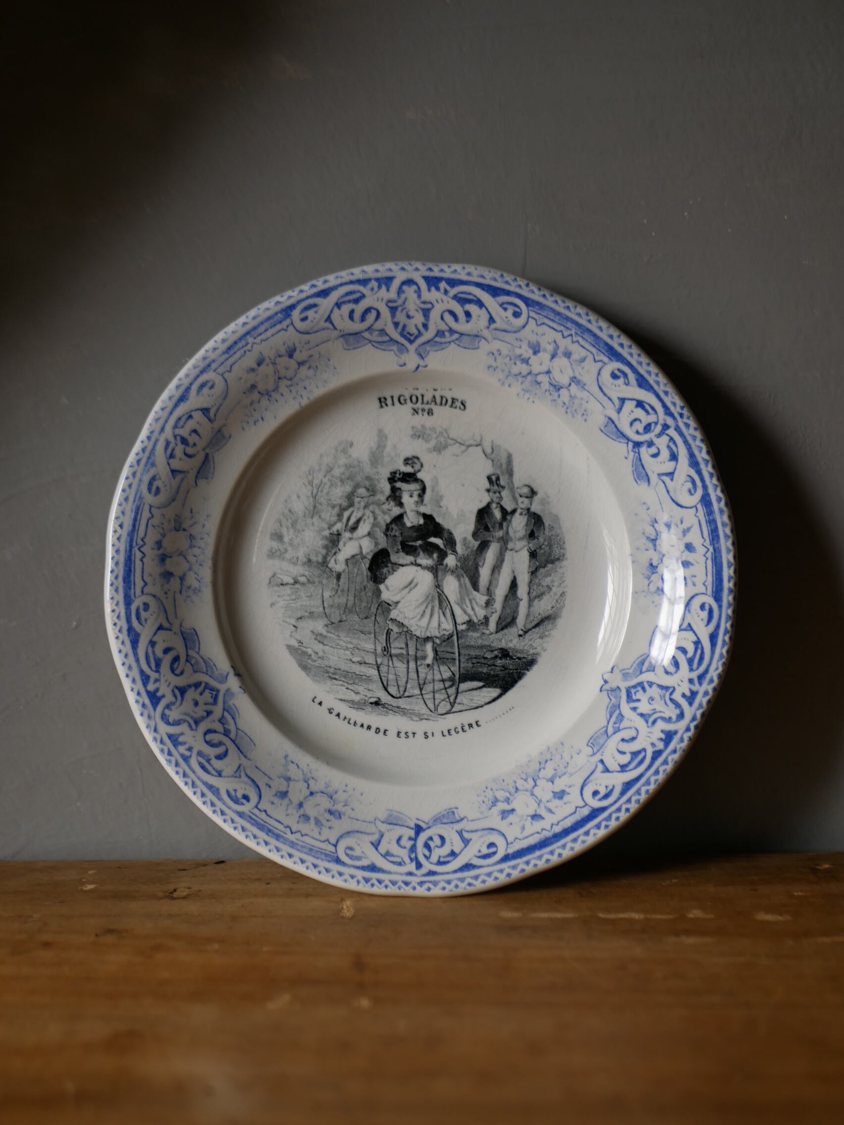 Creil et Montereau クレイユモントロー アンティークプレート ブルー フランスアンティーク