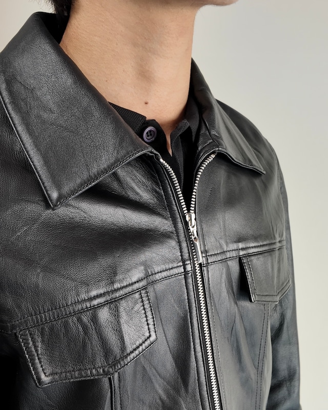 【BALMAIN】zip-up leather tracker jacket