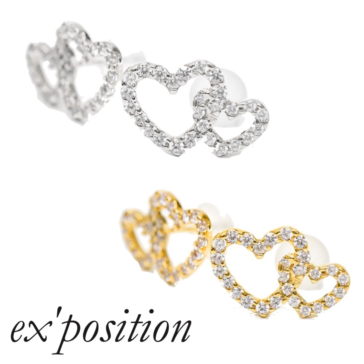 3WAYS ダイヤモンド ハート ピアス K18 YG  .50ctdiamond