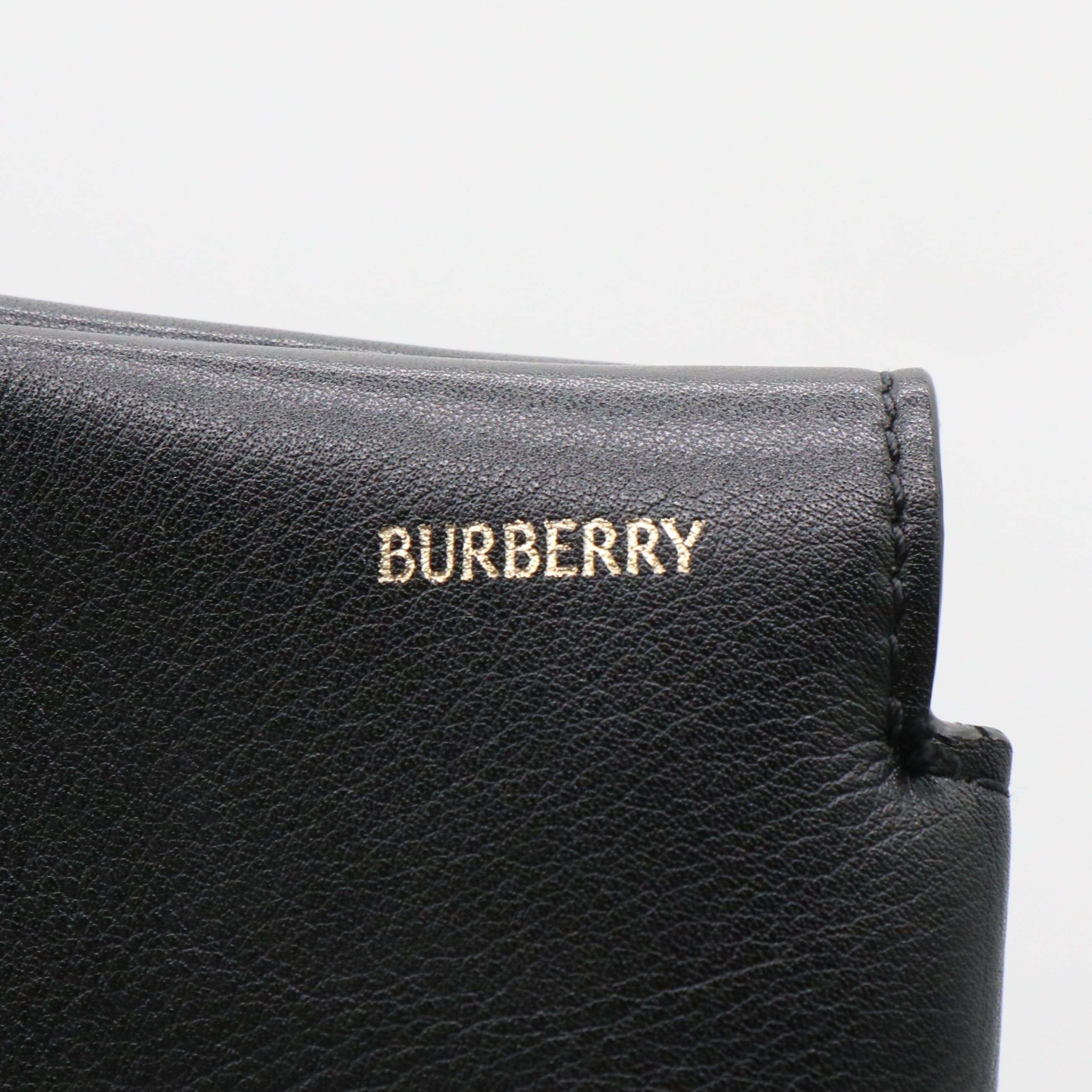 BURBERRY レザー ハンドバッグ ブラック バーバリー 付属品付き