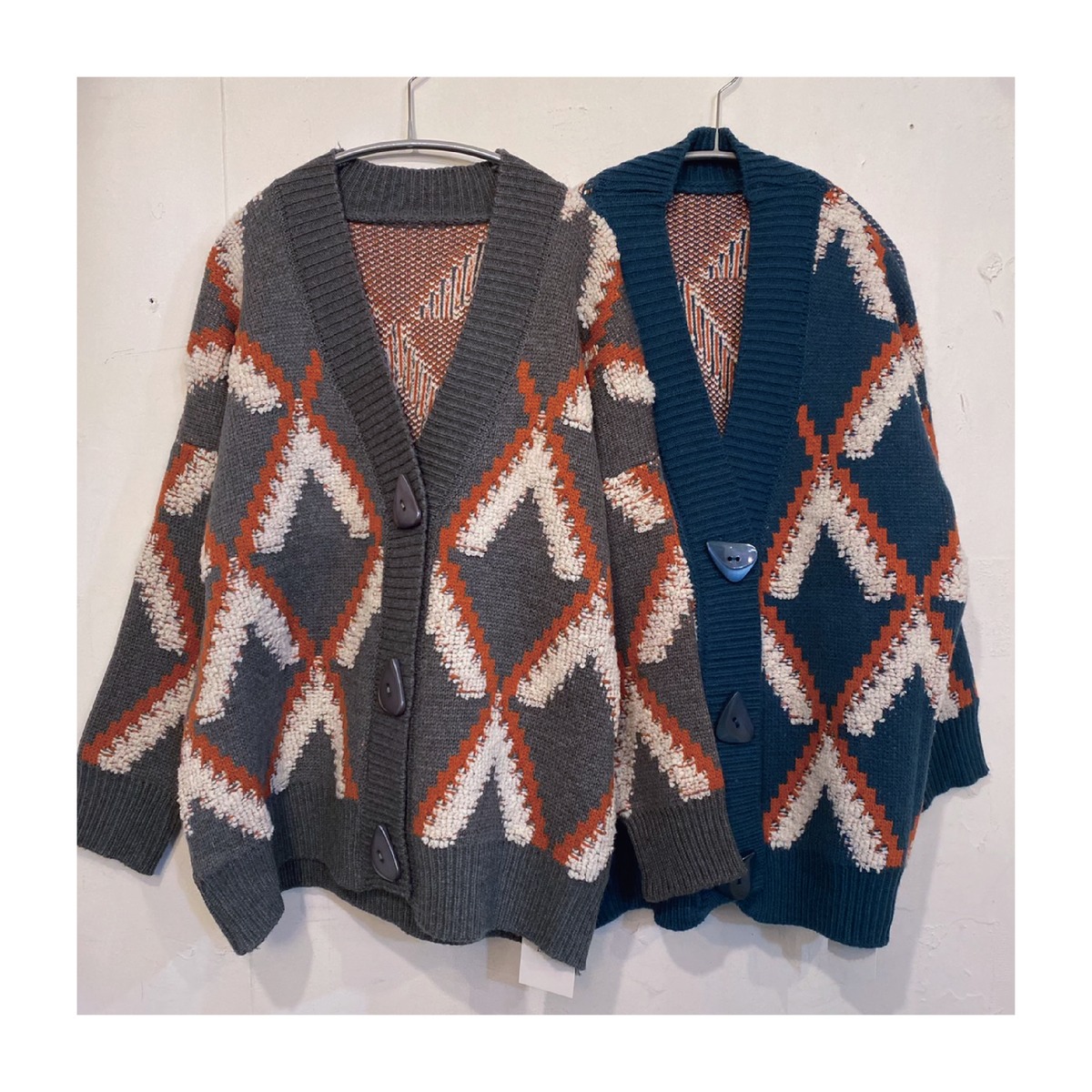 Manu Pattern select 11125:geometric pattern cardigan | manu onlineshop